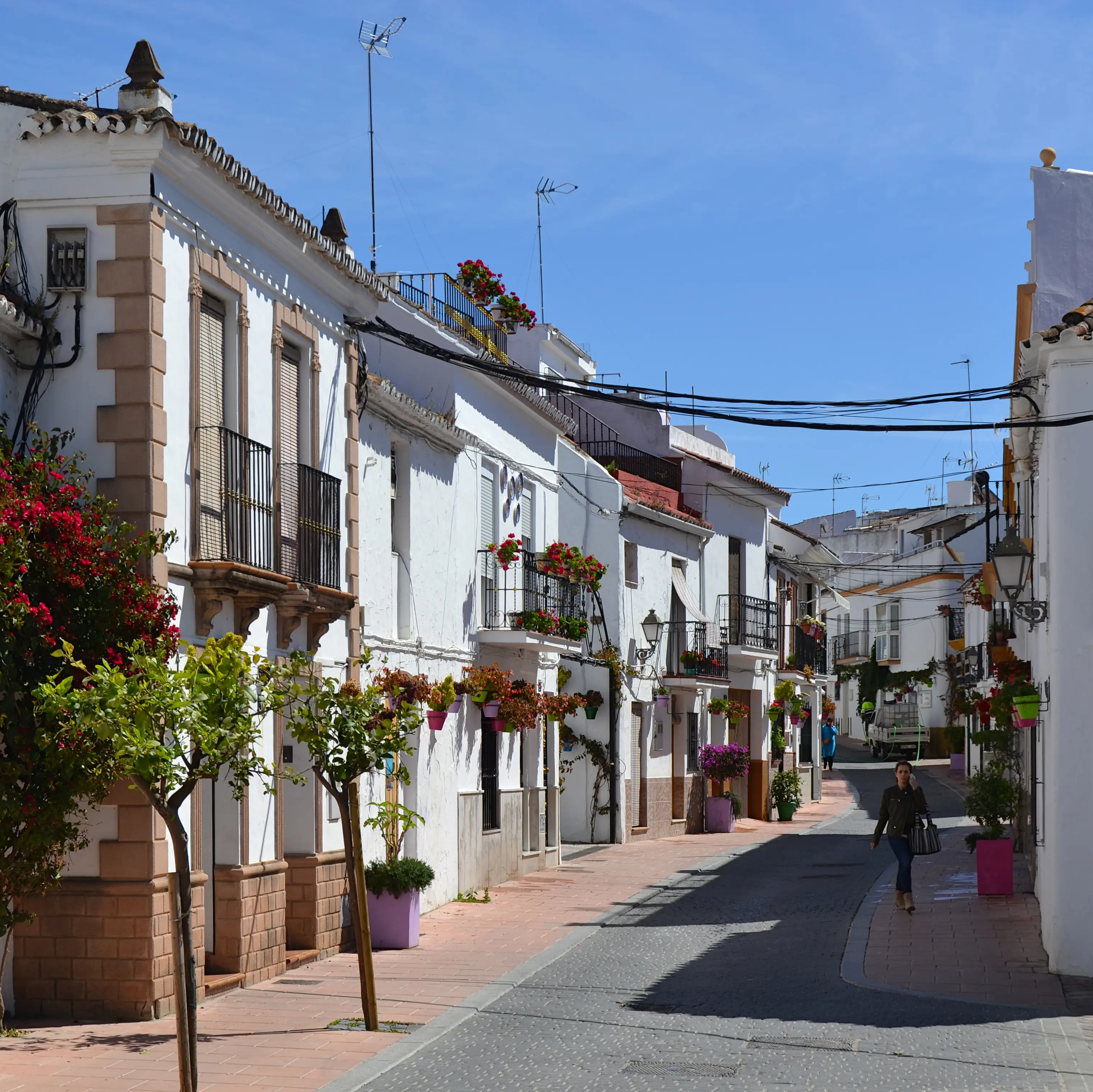 Estepona (17km) - A town filled with murals, sculptures and see-worthy museums. Its old town is a great example of classic Andalusian architecture - white houses and pot flowers all around you.